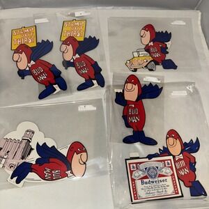 VINTAGE BUDWEISER BUD MAN STICKERS LOT‎ OF 6 NOS